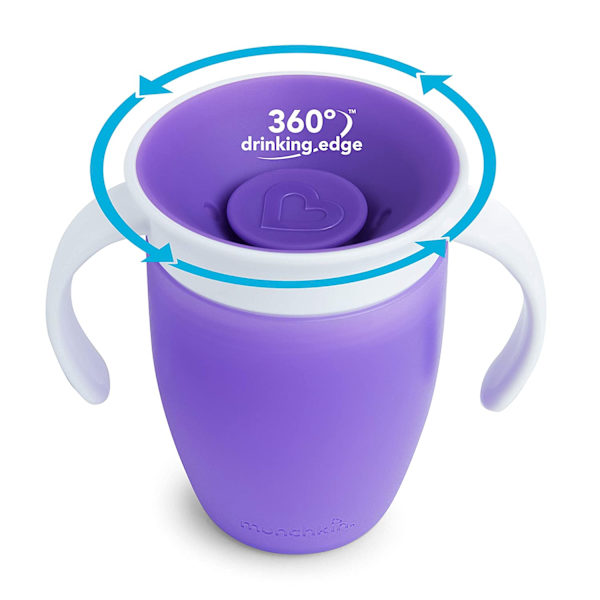 360 astetta käännetty vuotamaton Baby Learning juomakuppi kaksinkertaisella kahvalla Blue