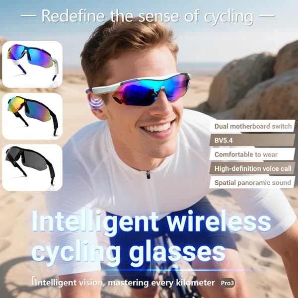 Smarte briller Qy Pro 3, med Bluetooth-forbindelse, HD-telefonopkald, UV-beskyttelse (grå)