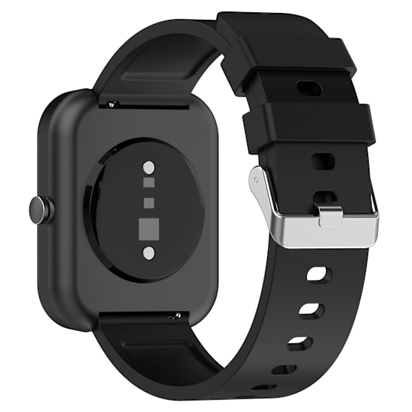 Silikonklockarmband för Garmin Venu/Venu 2 Plus/Venu Sq/Venu Sq 2, 20mm klockarmband med silverspänne i rostfritt stål Black