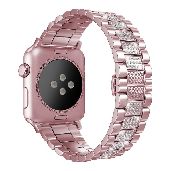 Metall diamantrem kompatibel for Apple Watch 49 mm 45 mm 44 mm 42 mm 41 mm 40 mm erstatningsarmbåndsrem for Iwatch 8 7 6 5 4 3se For 42mm 44mm 45mm Rose pink