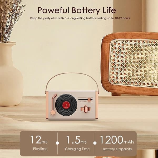 Bluetooth-høyttaler Liten Retro, 6 timers spilletid (Beige)
