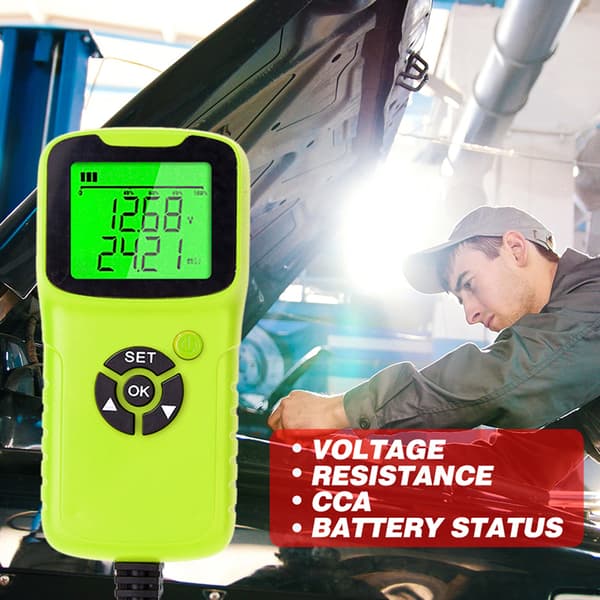 Bilbatterilader Tester Analysator, 12V 2000CCA Batterispenningsprøve (Grønn) Green