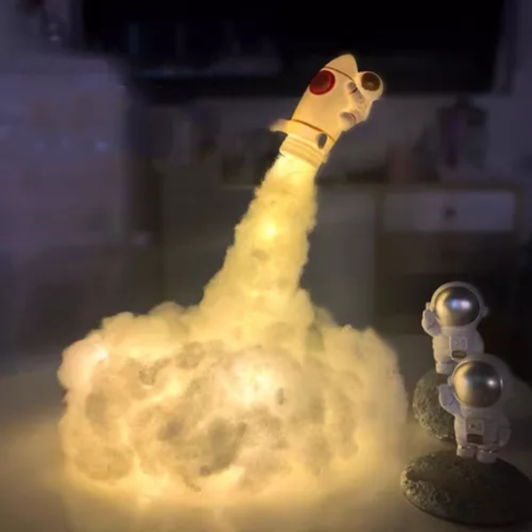 Rakett nattlys DIY håndlaget astronaut bordlampe nattlys hjemmedekorasjon USB