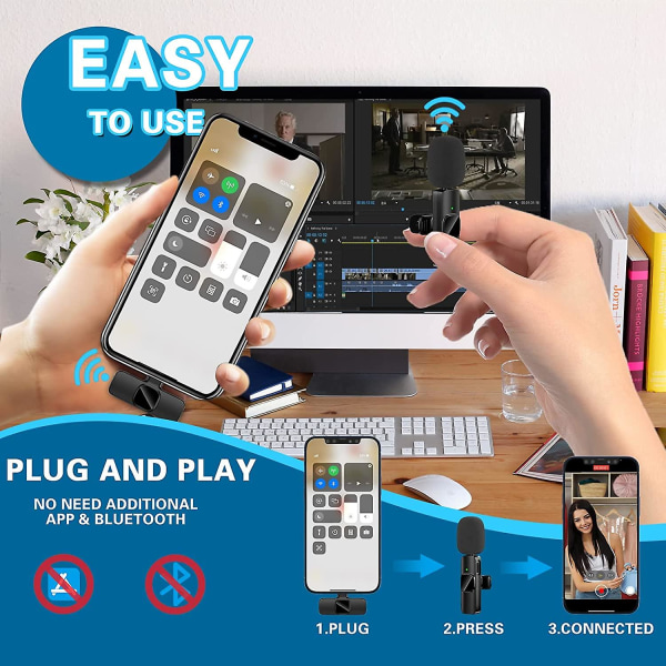 Langaton mikrofoni, sopii Iphone Ipadiin, Plug-and-play kannettavaan minikääntömikrofoniin ja järjestelmään