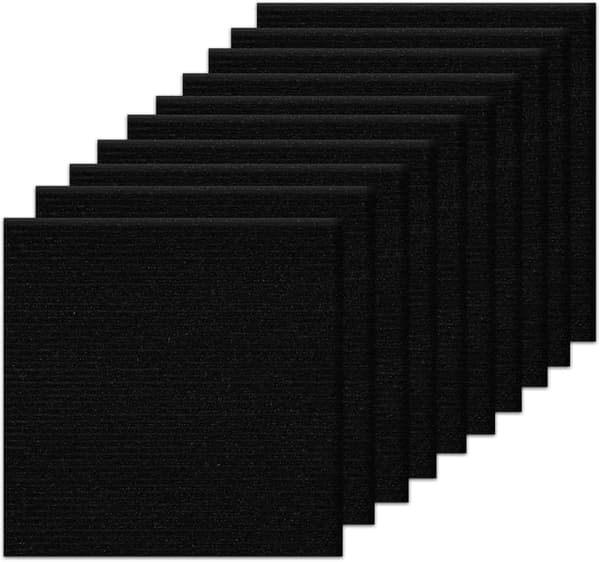 12 stk. tæppefliser, selvklæbende, 30 x 30 cm, 0,93 m² pr. kasse (sort)