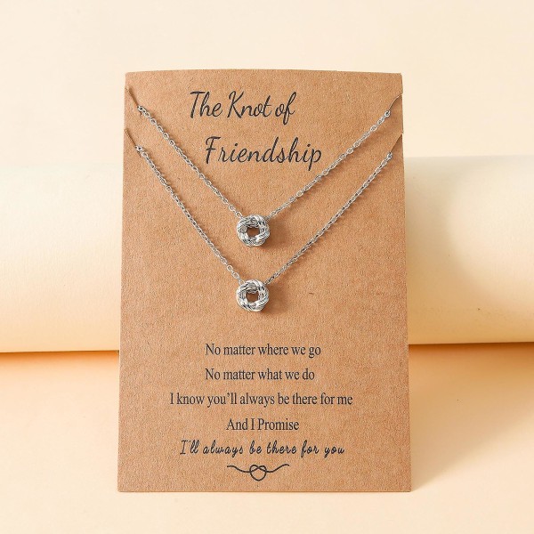 Best Friend Knot -kaulakoru Täydellinen syntymäpäivälahja pitkän matkan ystäville Silver 2