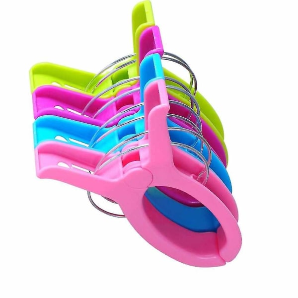 Pakke med 8 store clips til strandhåndklædepinde i lyse farver