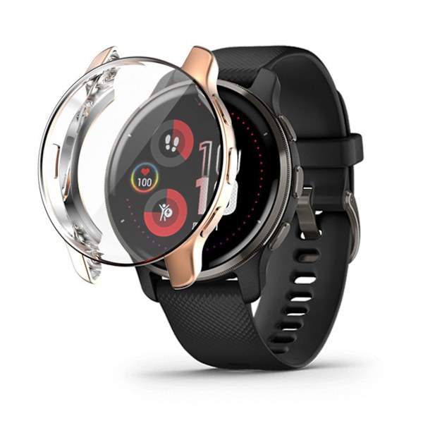 Farfi Watch skyddande fodral Tpu plätering Smart Watch Full Coverage skärmskyddsskydd för Garmin Venu 2 Plus Golden