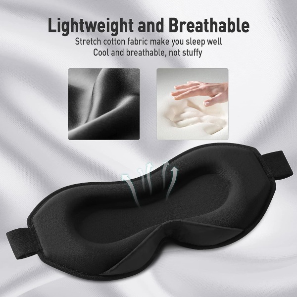 Sömnmask för kvinnor och män, 3d-ögon-sömnmask för sidosliprar, 100 % silke mörkläggningsmask för cover