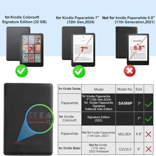 Etui - Til Kindle Paperwhite 12. generation 7 tommer model, gevirprægning (grå)