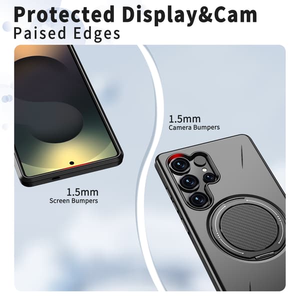 Etui til Samsung Galaxy S24 Ultra, roterende støtteben TPU + PC (svart)
