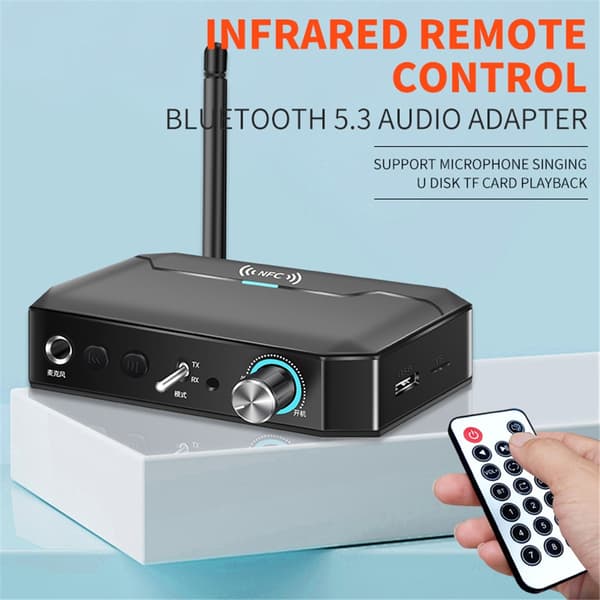 Bluetooth-mottaker 2-i-1 lydadapter Bluetooth-kompatibel 5.3 NFC-sender