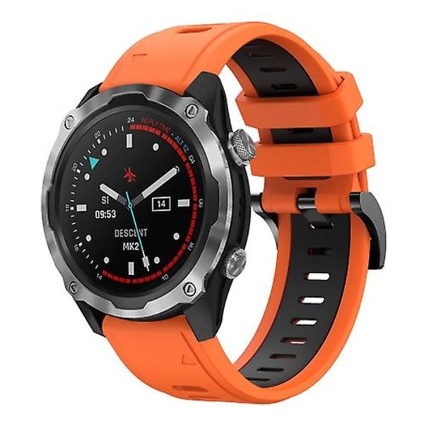 Til Garmin Descent Mk 2 26mm Tofarvet Sports Silikone Urbånd ZNK Orange-Black