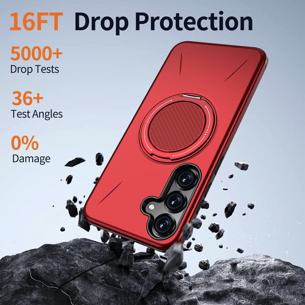 Fodral för Samsung Galaxy S25, roterande stöd TPU + PC Red