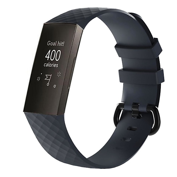 Diamantmønstret silikonklokkebånd for Fitbit Charge 3, liten størrelse 190*18mm (svart) Størrelse 190x18mm Navy Blue