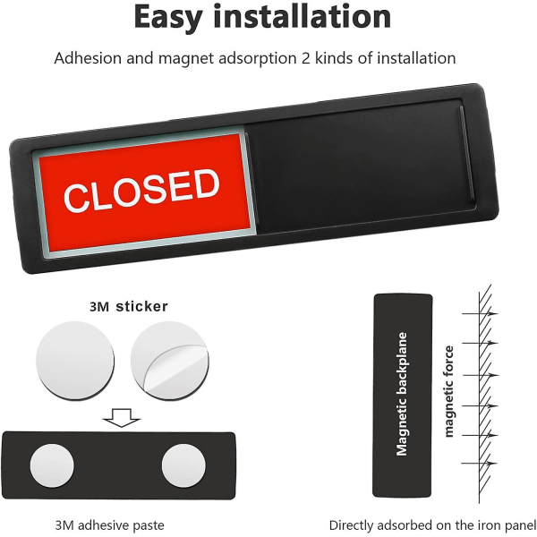 Avaa suljettu kyltti, avoimet kyltit yksityisyyden liukuoven merkkiosoitin Black-open close sign