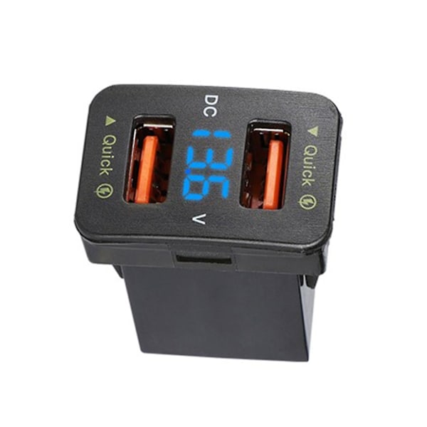 Mini hurtig billader hurtig opladning dobbelt port LED voltmeter stikkontakt USB-oplader Blue