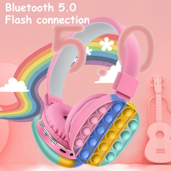Trådløse hodetelefoner Creative Bluetooth Headset Push Bubble Fidget Headset Voksen Stress Relief Decompression Toy pink