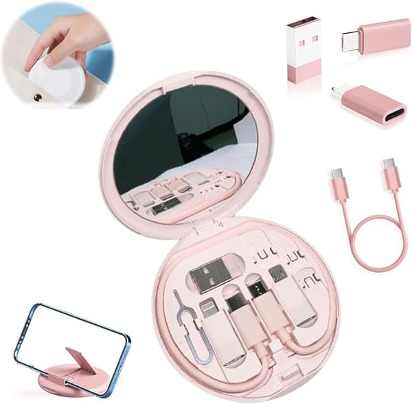 Sovitin - 9-in-1-kaapelilaturikotelo, USB C -sovitinsarja (vaaleanpunainen)