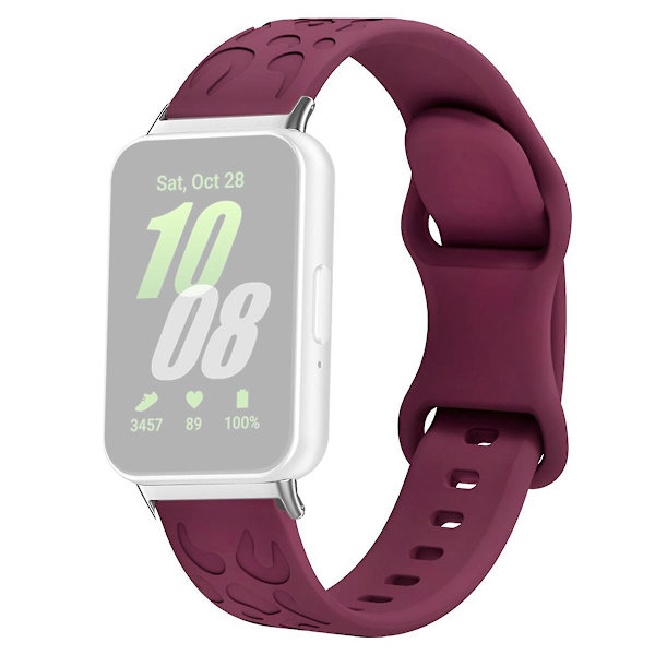 Til Samsung Galaxy Fit silikone urrem leopard printet udskiftningsurrem Wine Red