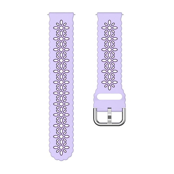 Silikonarmband 20 mm med blommigt hål och tvåfärgad design för Garmin Vivomove 3s / Samsung Gear Sport / Huawei Watch Gt 2 42 mm Purple  Dark Purple