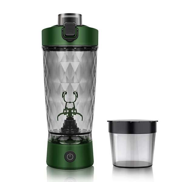 Juicer 600 ml, selvomrørende elektrisk kopp med pulverbeholder (grønn)