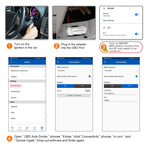 Vgate iCar Pro ELM327 V2.3 Bluetooth 4.0 For IOS/Android OBD2 Auto Scanner WIFI OBD Bildiagnoseverktøy iCar Pro WIFI