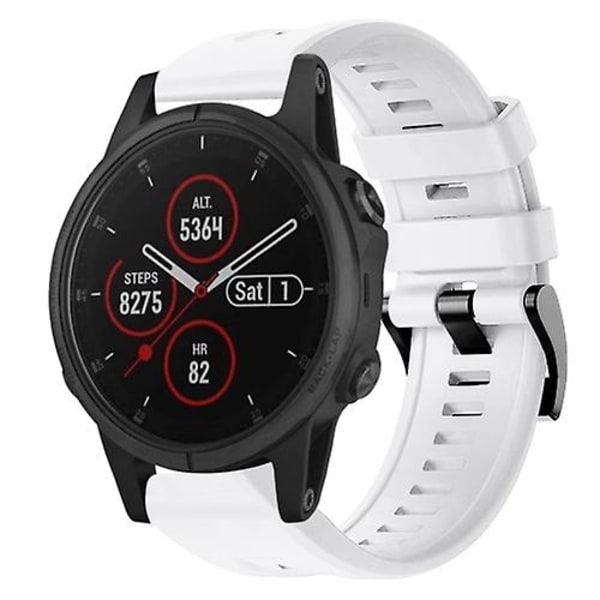 For Garmin Fenix ​​5s Plus metallspenne ensfarget silikonklokkebånd TUE White