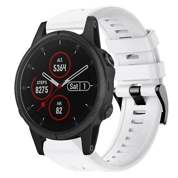 Til Garmin Fenix ​​5s Plus metalspænde ensfarvet silikoneurrem TUE White