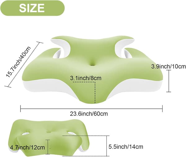 Memory Foam Cervical Neck Pillow for Sleeping, Breathable Cooling Pillowcase (Green) Green