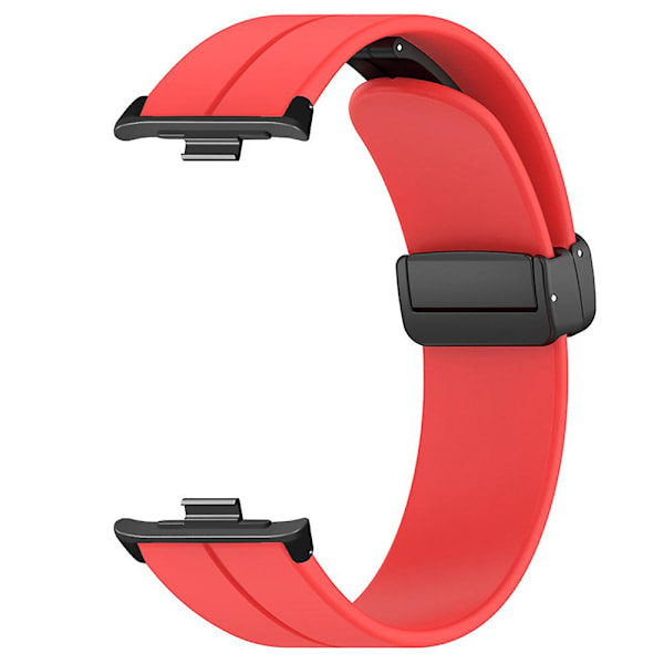 Silikonklokkearmbånd for Xiaomi Smart Band 8 Pro, med magnetisk foldespenne Red