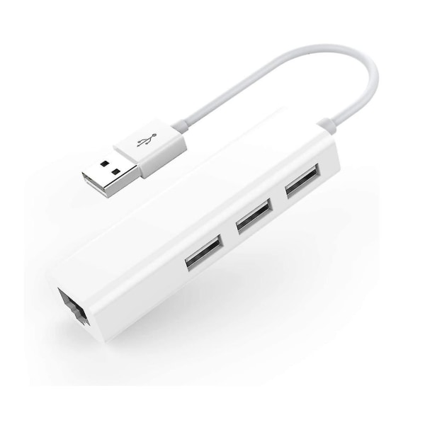 Hub med 3 USB 2.0-portar + Rj45 Lan Ethernet-adapter. USB 2.0 Multiport Adapter för Macbook Air Pro