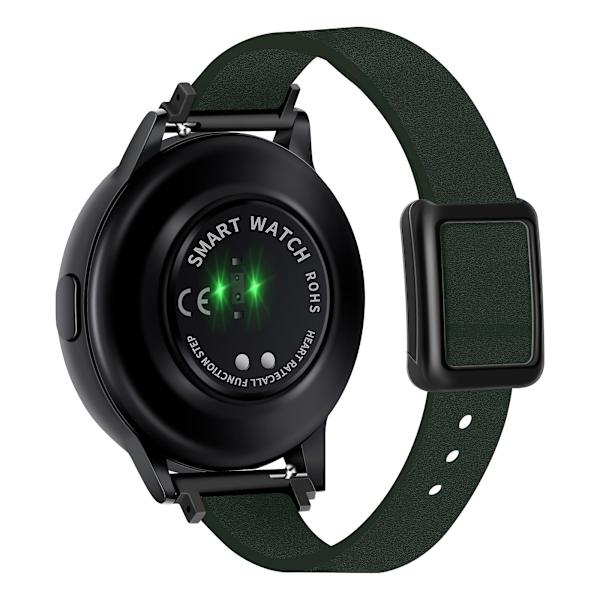 20mm Läderklockarmband för Samsung Galaxy Watch6 Classic 47mm 43mm, med magnetiskt viklås Dark Green Black Buckle
