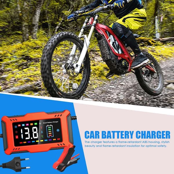 Batteriladdare - 6A 12V, LCD-skärm, Snabb Batteriunderhåll