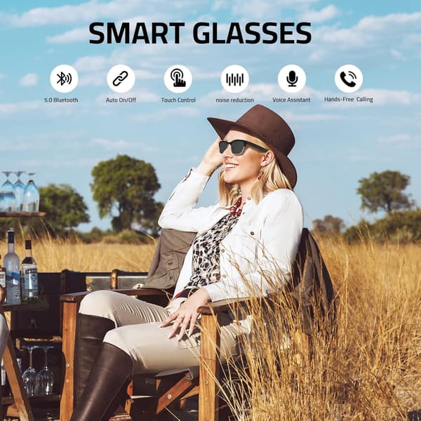 Smarte briller Ky02, Bluetooth Audio Ai-oversættelse, polariserede solbrilleglas (guld)