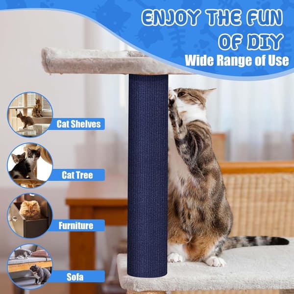 Kradsemåtte til katte - Selvklæbende DIY sofa kattekradsebeskyttelse (Mørkeblå, 40×200Cm)