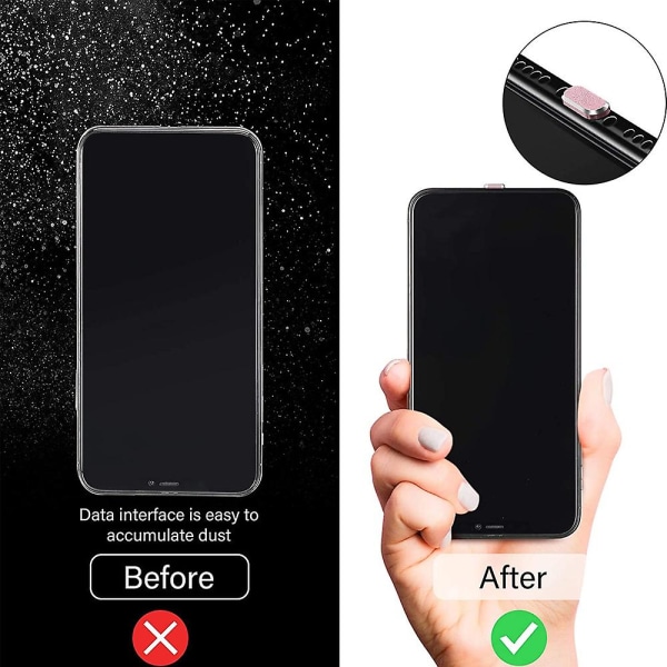 4 stykker anti-støvstik kompatibel med Iphone, beskytter opladningscover Pink