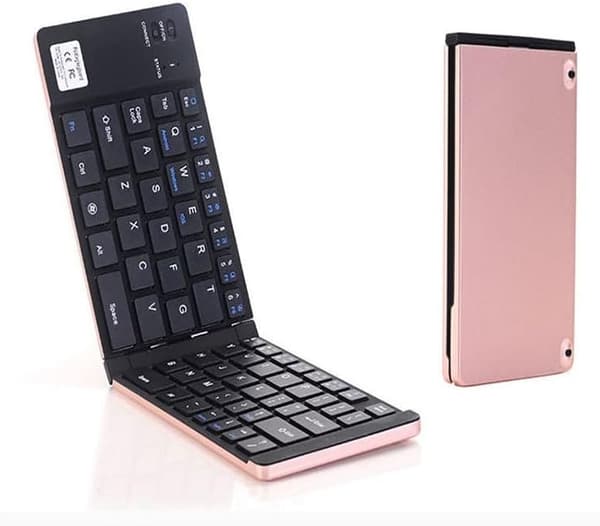Vikbart tangentbord BT66, trådlöst Bluetooth 66 tangenter, stödjer Android / iOS (Rose Gold)