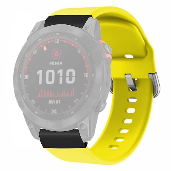 26mm PC-kontakt sportsrem i silikon for Coros Vertix 2 / Garmin Fenix 7x/6x/5x Yellow