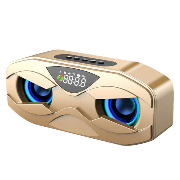 Trådlös Bluetooth-kompatibel ljuddubbelhögtalare med LED-skärm Fm-radioväckarklocka Luxury Gold