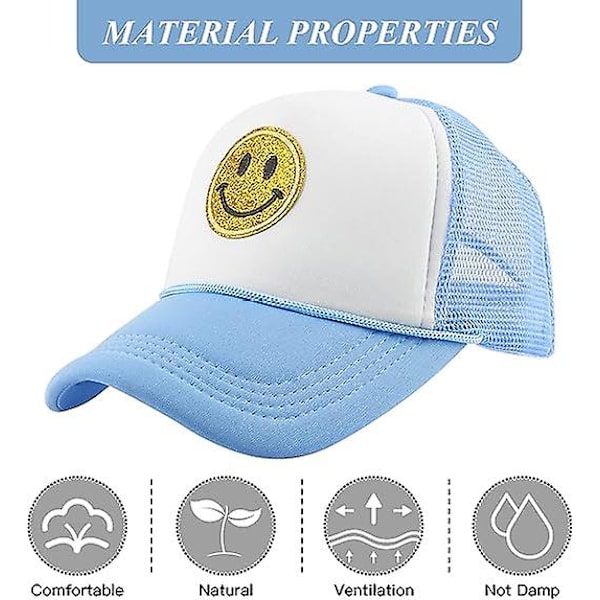 Unisex baseball cap Smiley, keltainen kimalteleva smiley brodeerattu kuorma-autohattu black