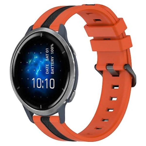 Til Garmin Venu 2 22 mm lodret tofarvet silikone urbånd LOJ Orange-Black