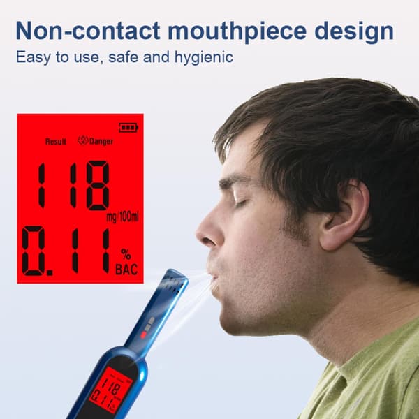 Alkomätare Högprecision Hörbart Larm med LCD-display Alkoholdetektor, Blå Blue