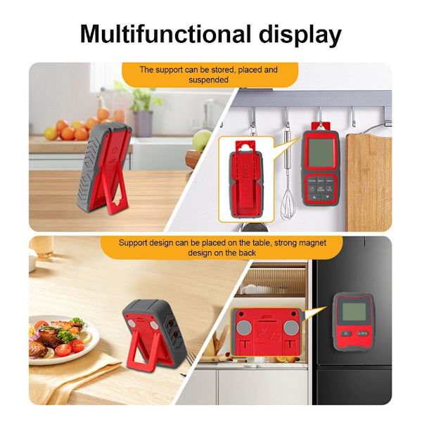 Smart kötttermometer, APP-kontroll med tidslarm med ställbart och hängbart stativ