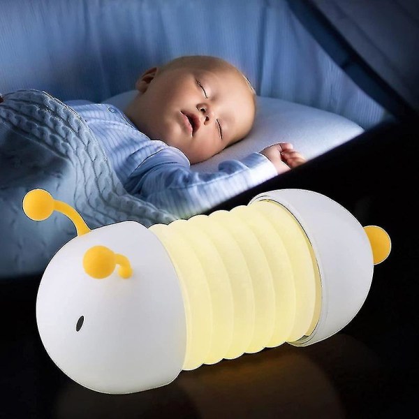 Lasten yövalo, Caterpillar Led lasten lamppu, kokoontaitettava ja säädettävä, kannettava yövalo, USB laturi, magneetit mukana