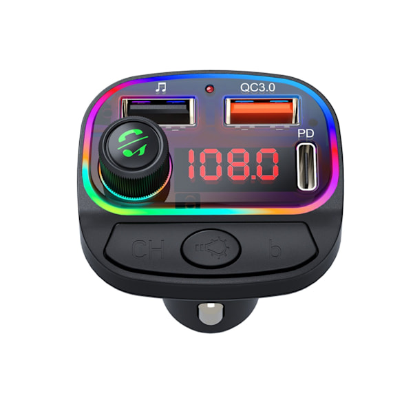 Auton FM-lähetin Auton Bluetooth-sovitin Mp3-musiikkisoitin LED-taustavalon kanssa