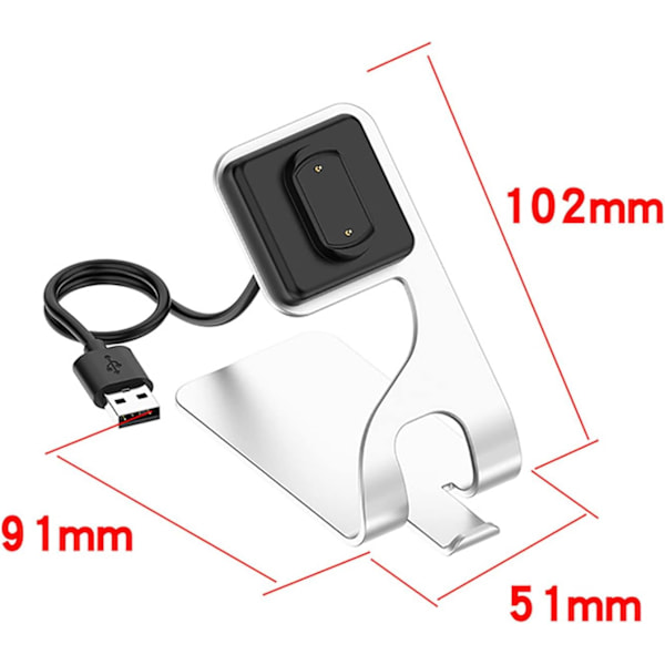 USB-lader for Amazfit Gtr4 Gts4, brakett i aluminiumslegering (grå)
