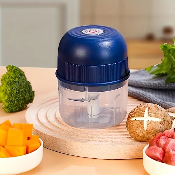 8,45 Oz Elektrisk Mini Hvidløgshakker, 3600 Omdr./Min. (Blå)