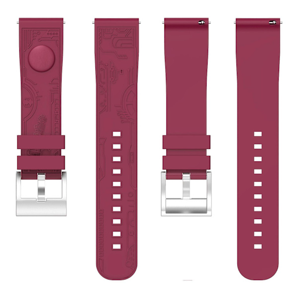 Yleiskäyttöinen 20 mm pehmeä silikoniranneke Samsung Galaxy Watch6 44mm / Huawei Watch GT 3 42mm / Garmin vivoactive 5 -rannekkeille Wine red
