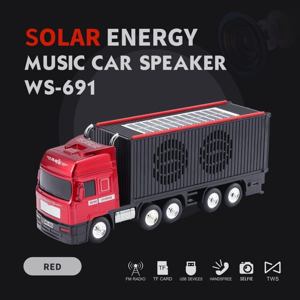 Bluetooth-høyttaler Ws-691 Stereo Lastebil med Tf Usb Fm Solarlading (Rød)